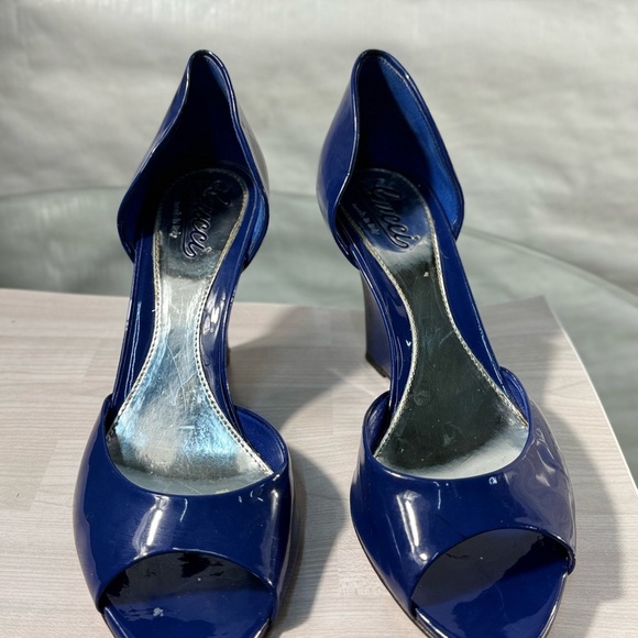 Gucci Blue and Silver Wedge Sandals - Picture 2 of 8